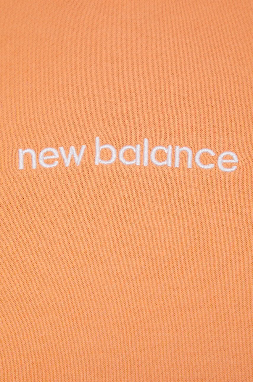 New Balance Bavlněná mikina WT21501PGZ dámská oranžová barva s aplikací - Pepit.cz