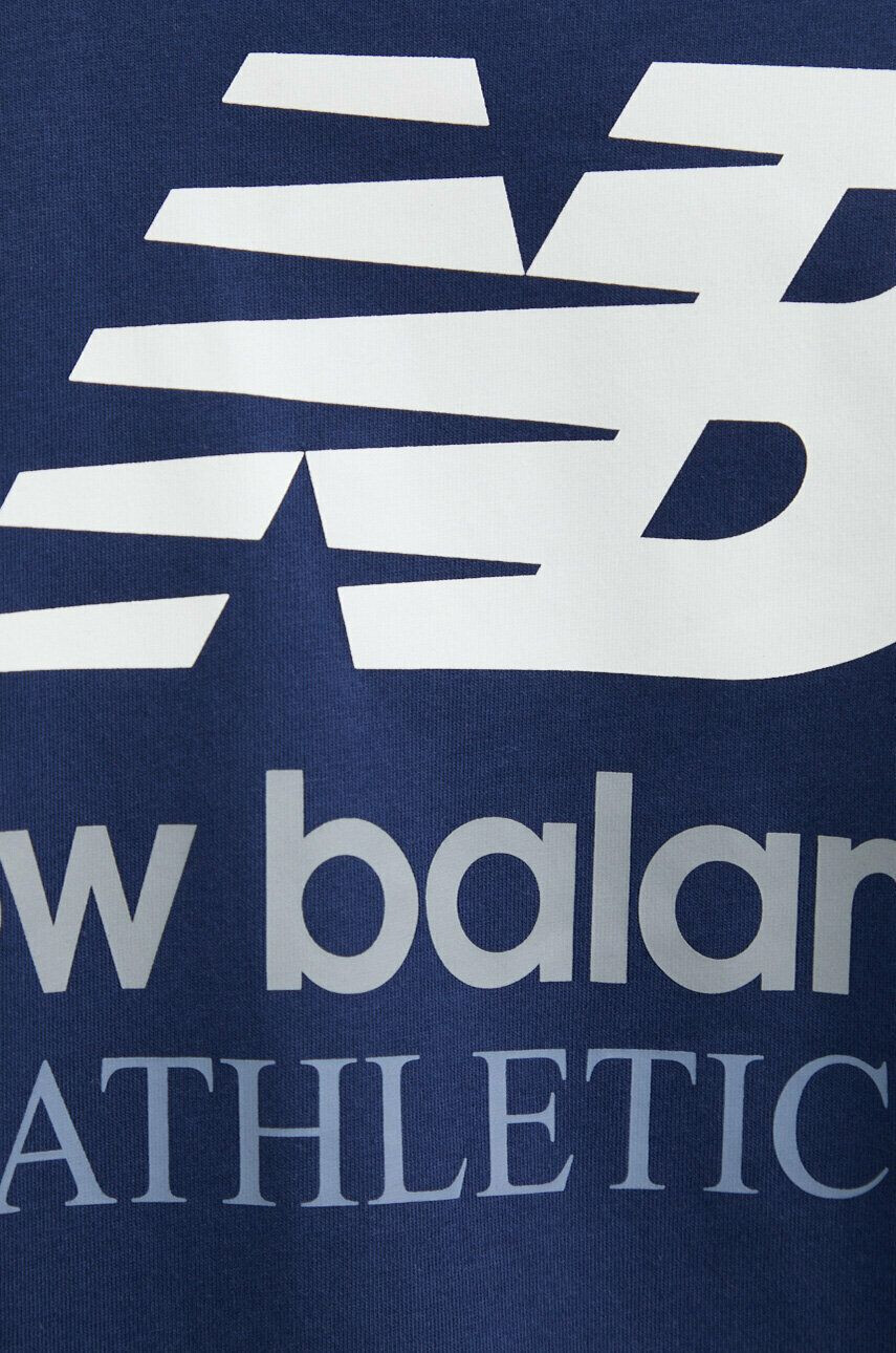 New Balance Bavlněné tričko tmavomodrá barva s potiskem - Pepit.cz