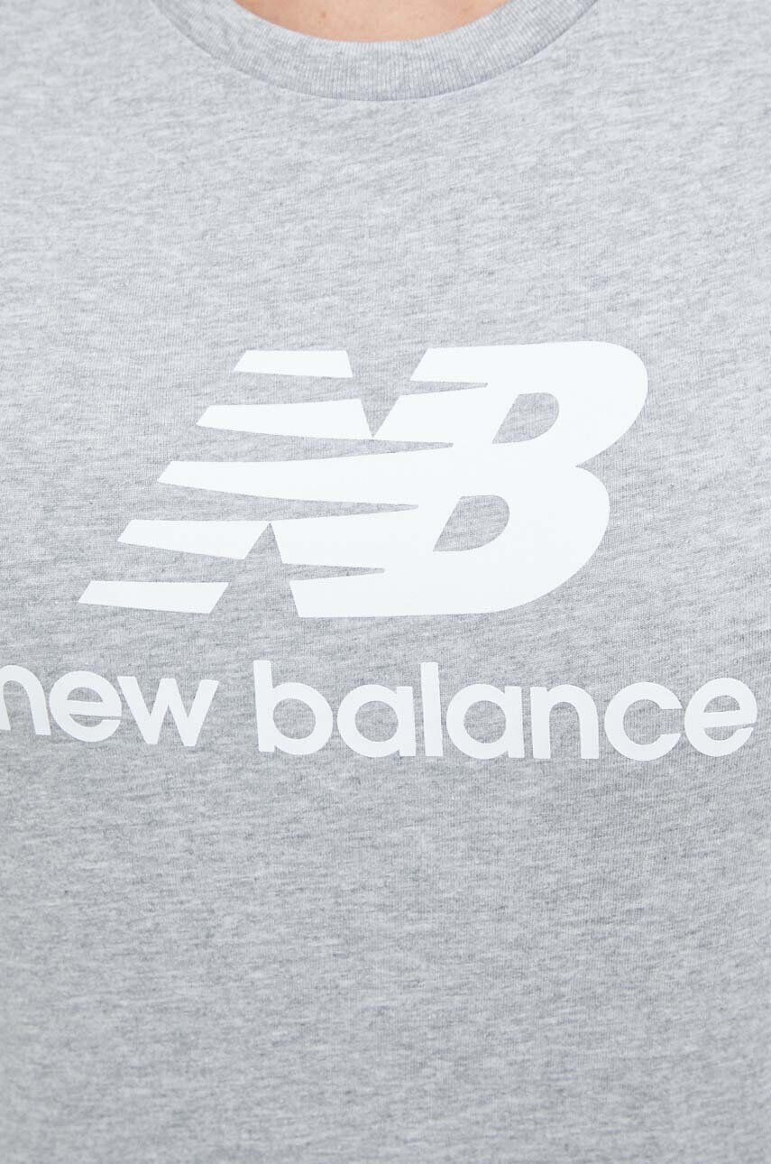 New Balance Bavlněné tričko šedá barva - Pepit.cz