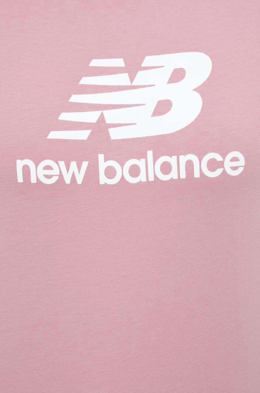 New Balance Bavlněné tričko růžová barva - Pepit.cz