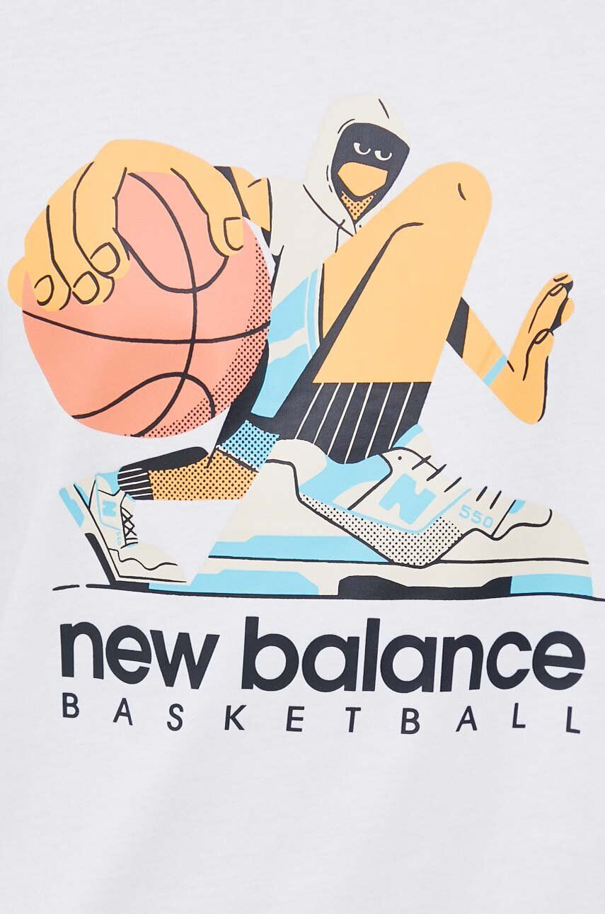 New Balance Bavlněné tričko bílá barva s potiskem - Pepit.cz