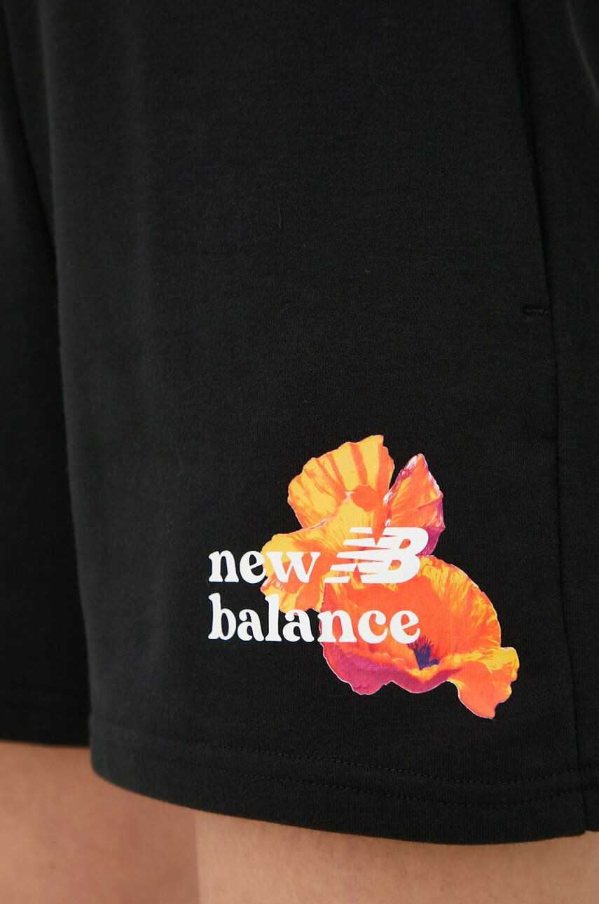 New Balance Kraťasy dámské černá barva s potiskem high waist - Pepit.cz