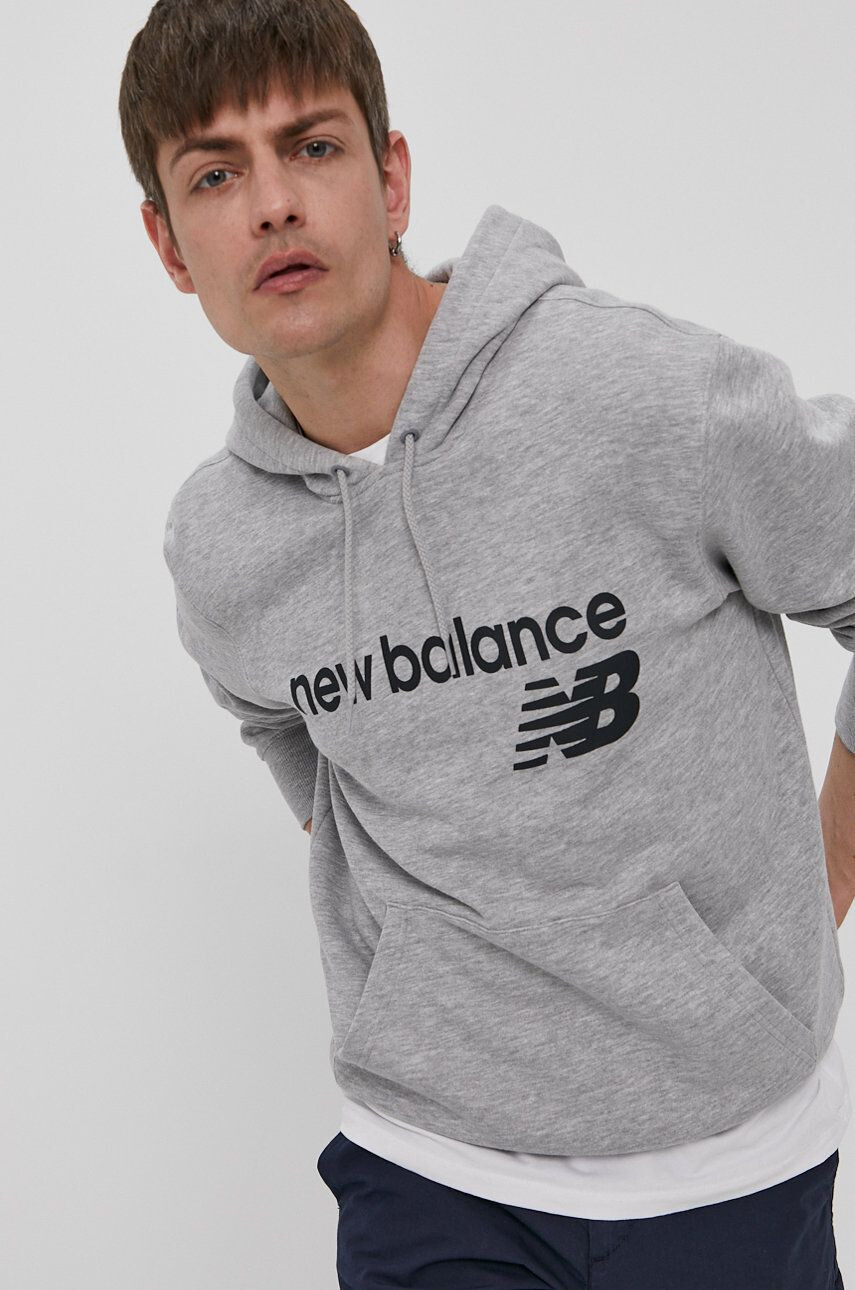 New Balance Mikina dámská růžová barva s kapucí s potiskem - Pepit.cz