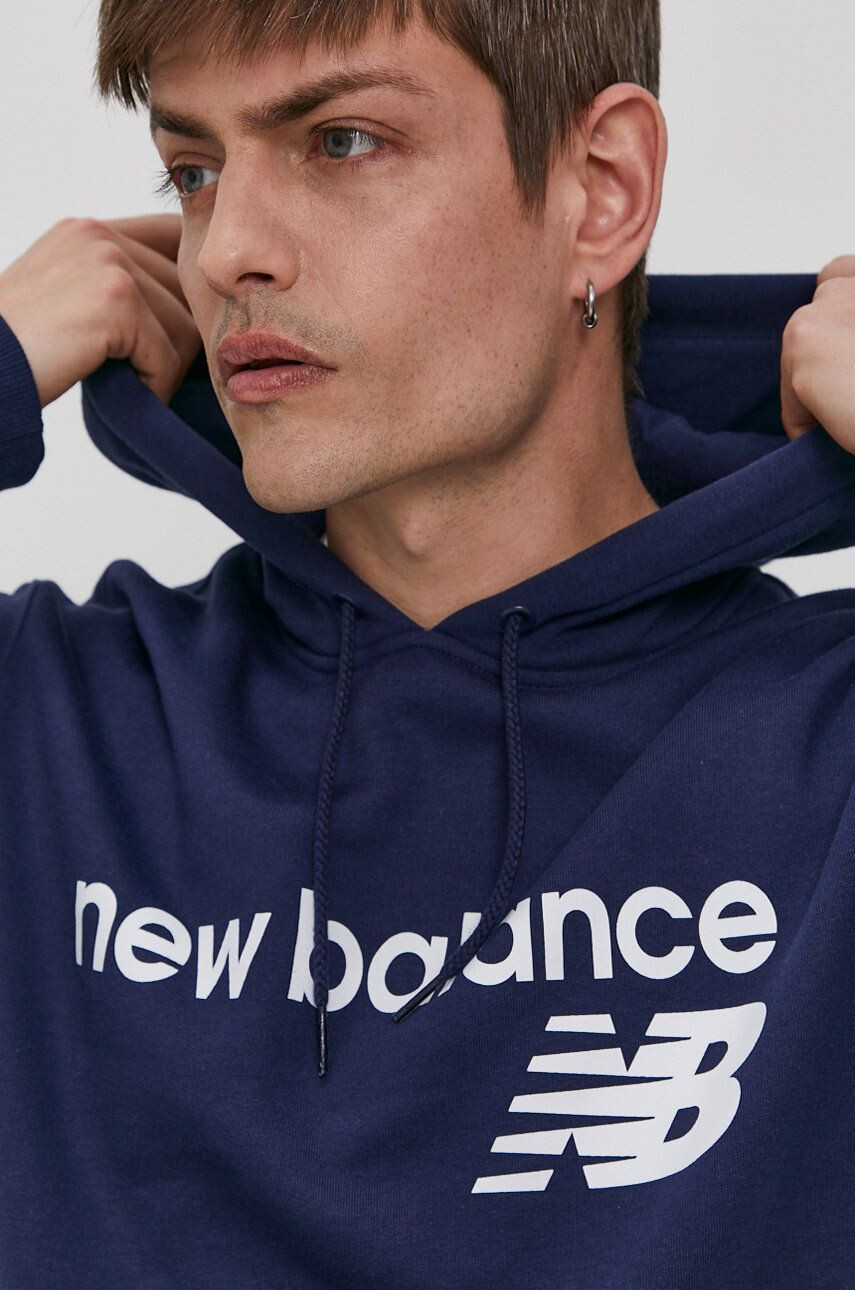 New Balance Mikina dámská béžová barva s kapucí s potiskem - Pepit.cz