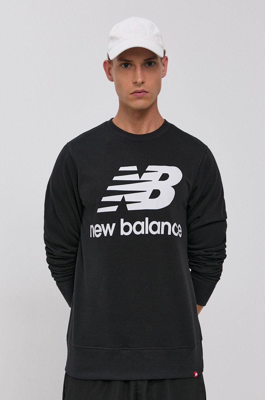 New Balance Mikina pánská šedá barva s kapucí s potiskem MT31537AG-7AG - Pepit.cz