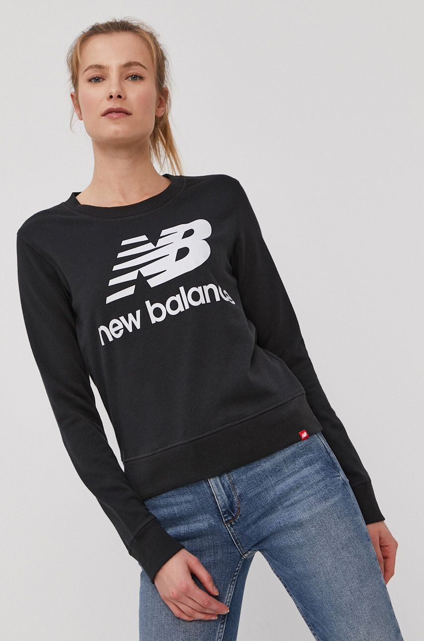 New Balance Mikina dámská černá barva s potiskem - Pepit.cz