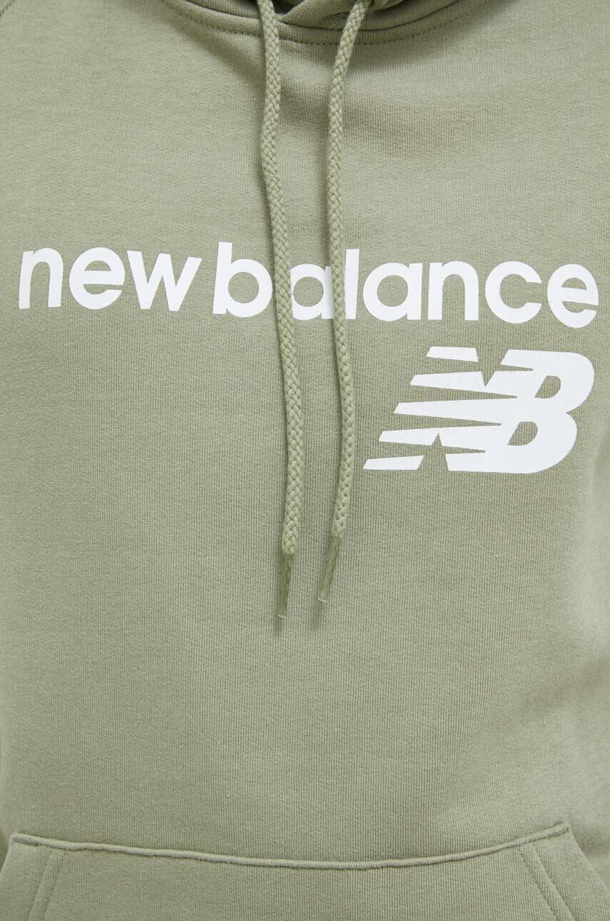 New Balance Mikina dámská zelená barva s kapucí s potiskem - Pepit.cz