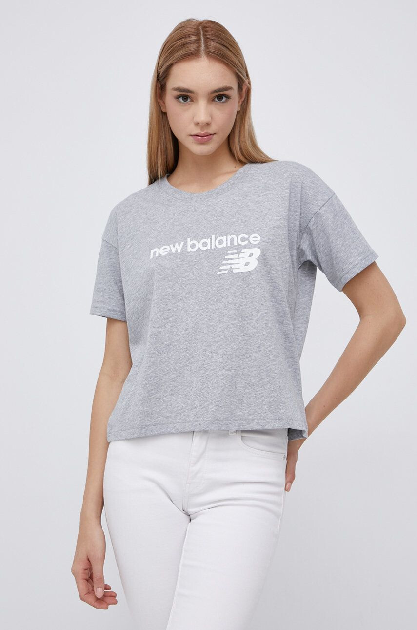 New Balance Tričko WT03805AG dámské šedá barva - Pepit.cz