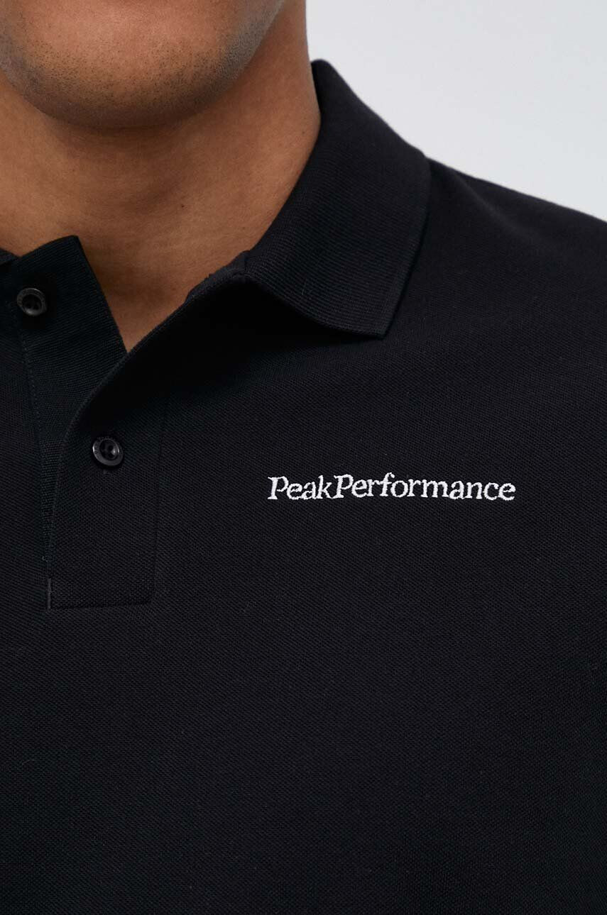 Peak Performance Bavlněné polo tričko černá barva s aplikací - Pepit.cz