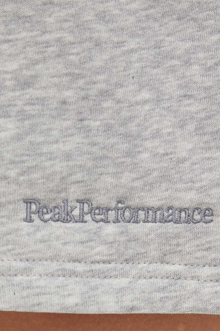 Peak Performance Kraťasy dámské šedá barva melanžové high waist - Pepit.cz