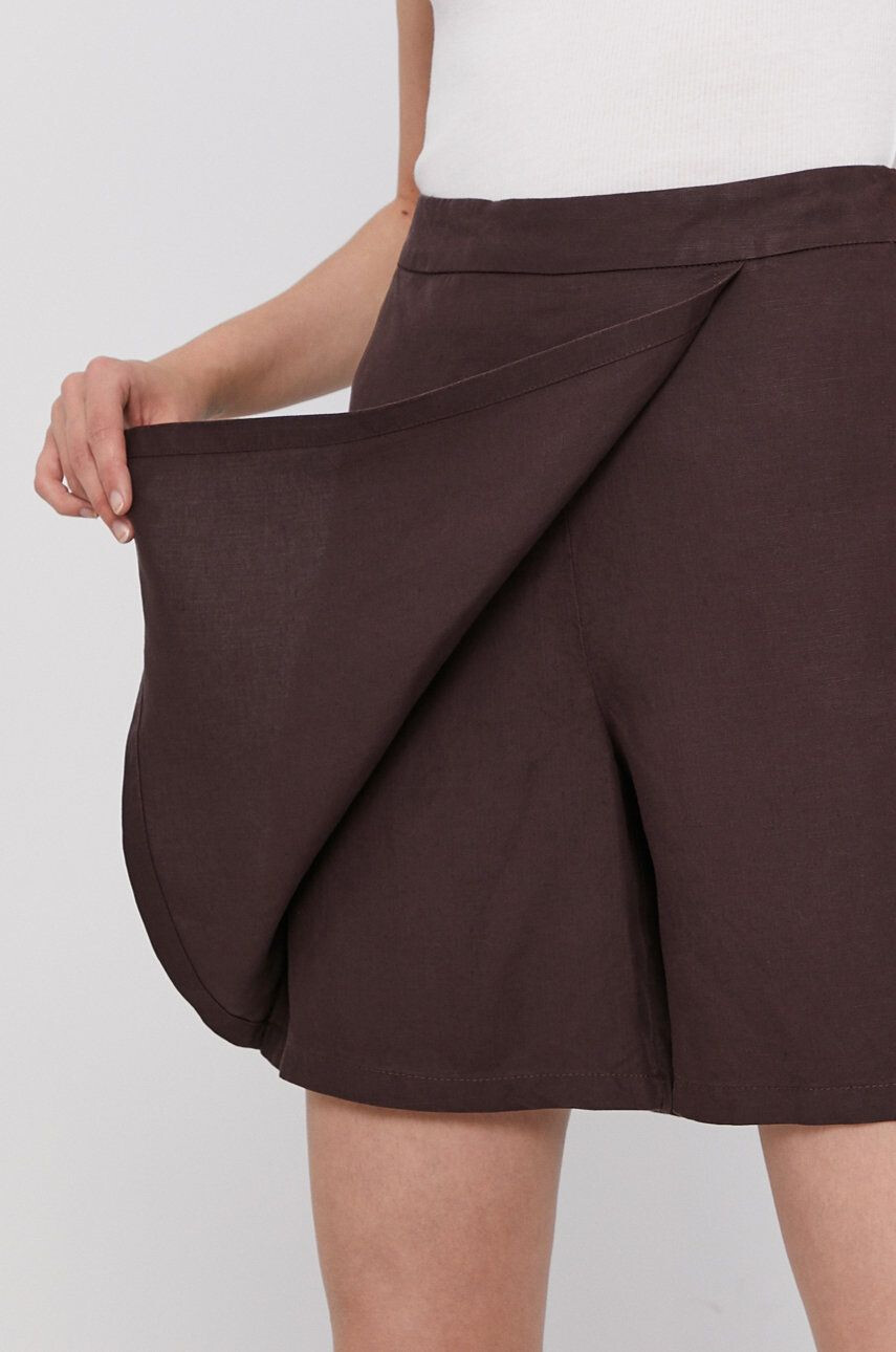 Pennyblack Kraťasy dámské hnědá barva hladké high waist - Pepit.cz