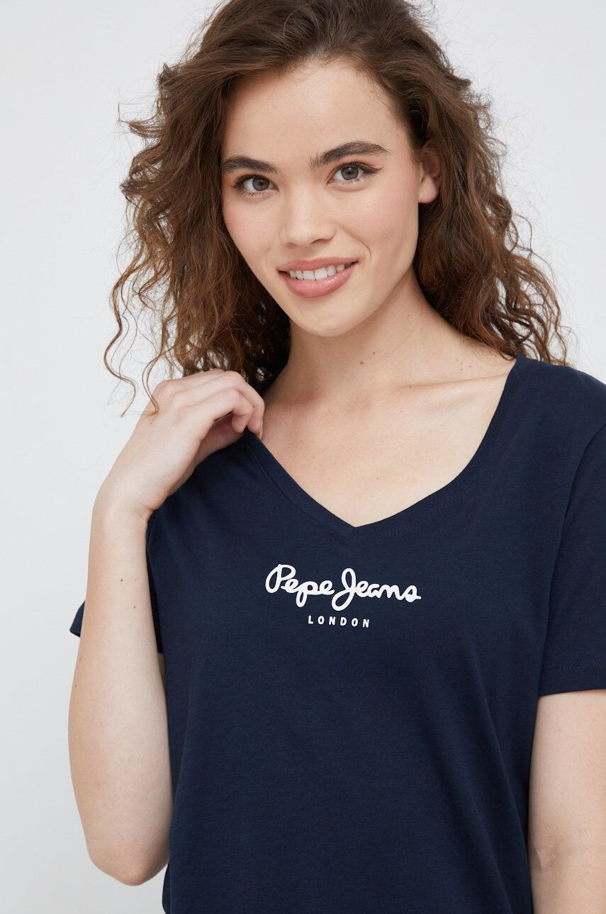 Pepe Jeans Bavlněné tričko tmavomodrá barva - Pepit.cz