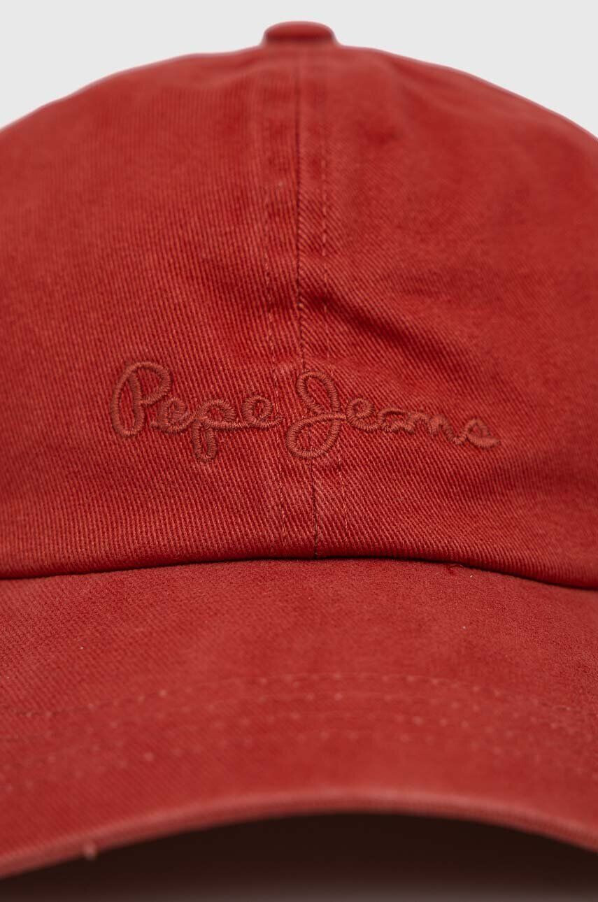 Pepe Jeans Bavlněná baseballová čepice červená barva - Pepit.cz