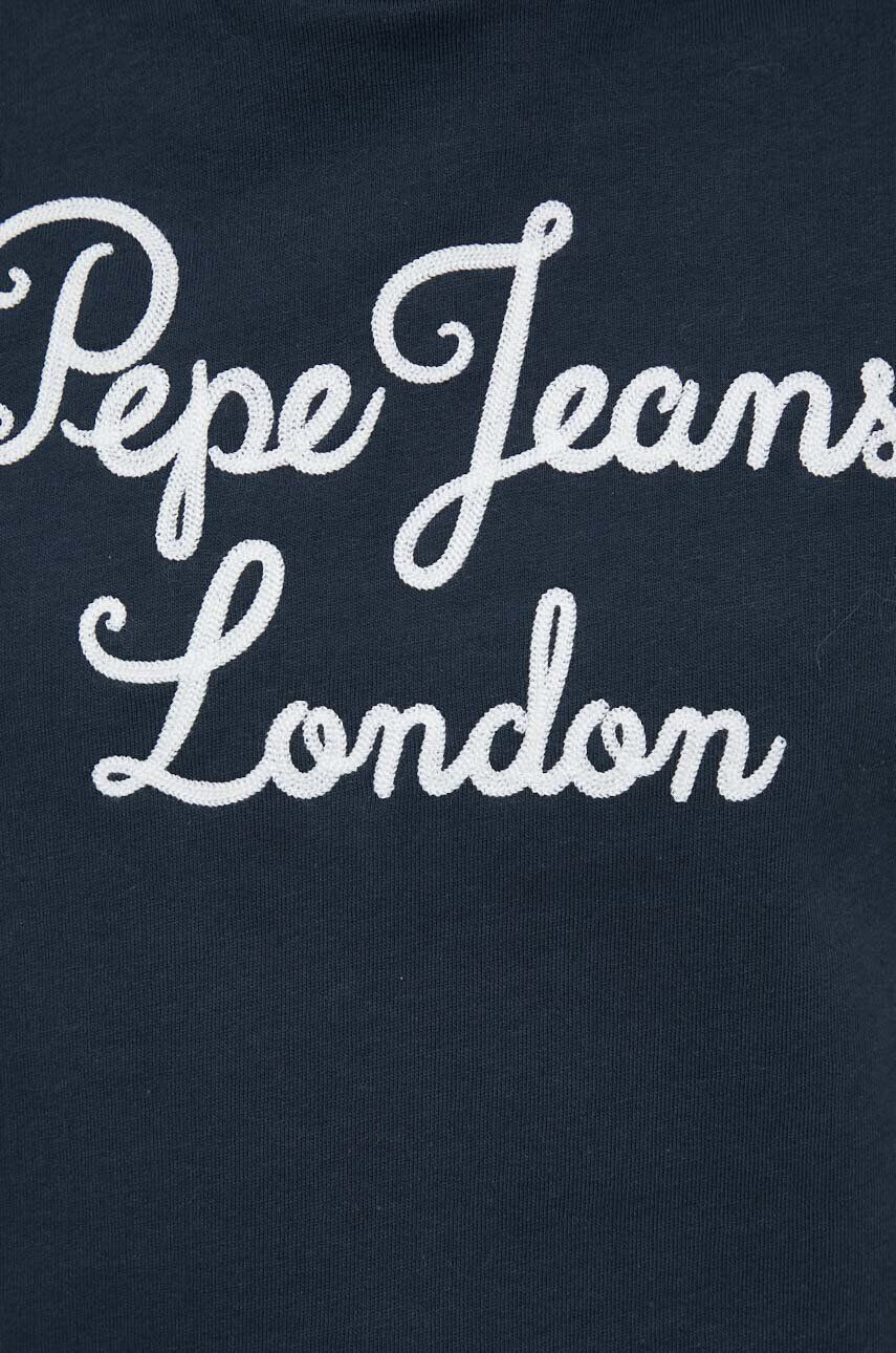 Pepe Jeans Bavlněná mikina dámská tmavomodrá barva s kapucí s aplikací - Pepit.cz