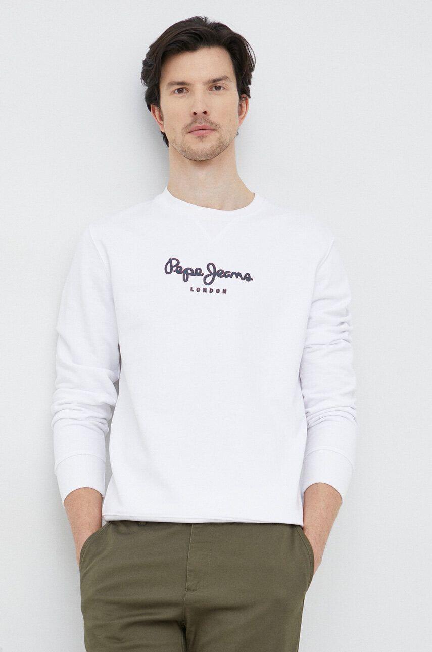 Pepe Jeans Bavlněná mikina pánská bílá barva vzorovaná - Pepit.cz