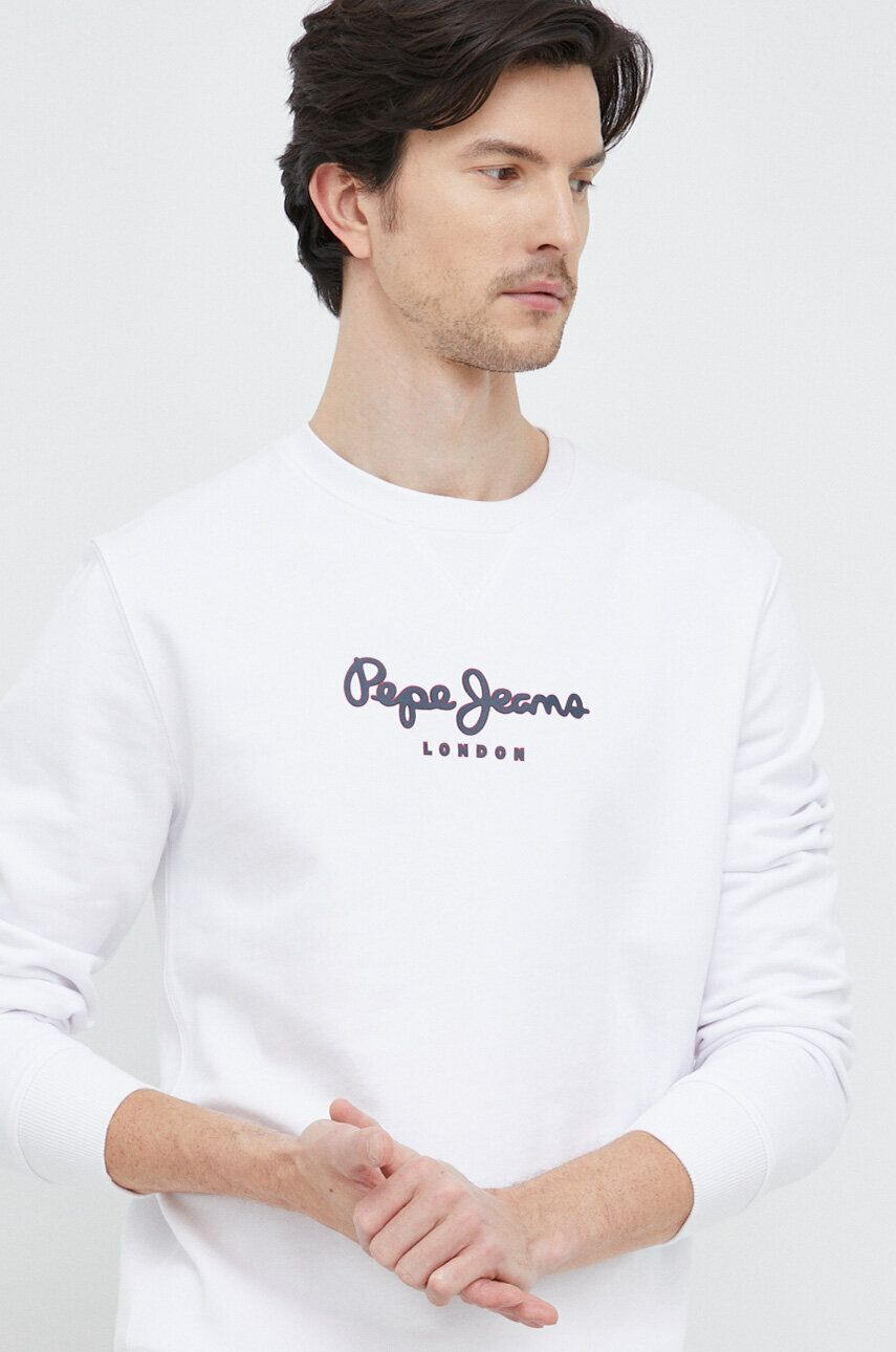 Pepe Jeans Bavlněná mikina pánská bílá barva vzorovaná - Pepit.cz