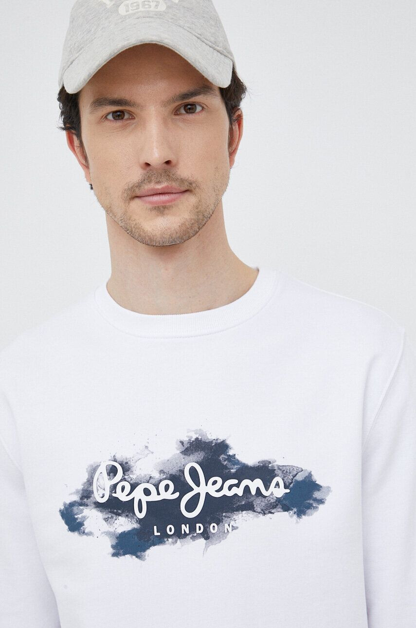 Pepe Jeans Bavlněná mikina pánská bílá barva vzorovaná - Pepit.cz