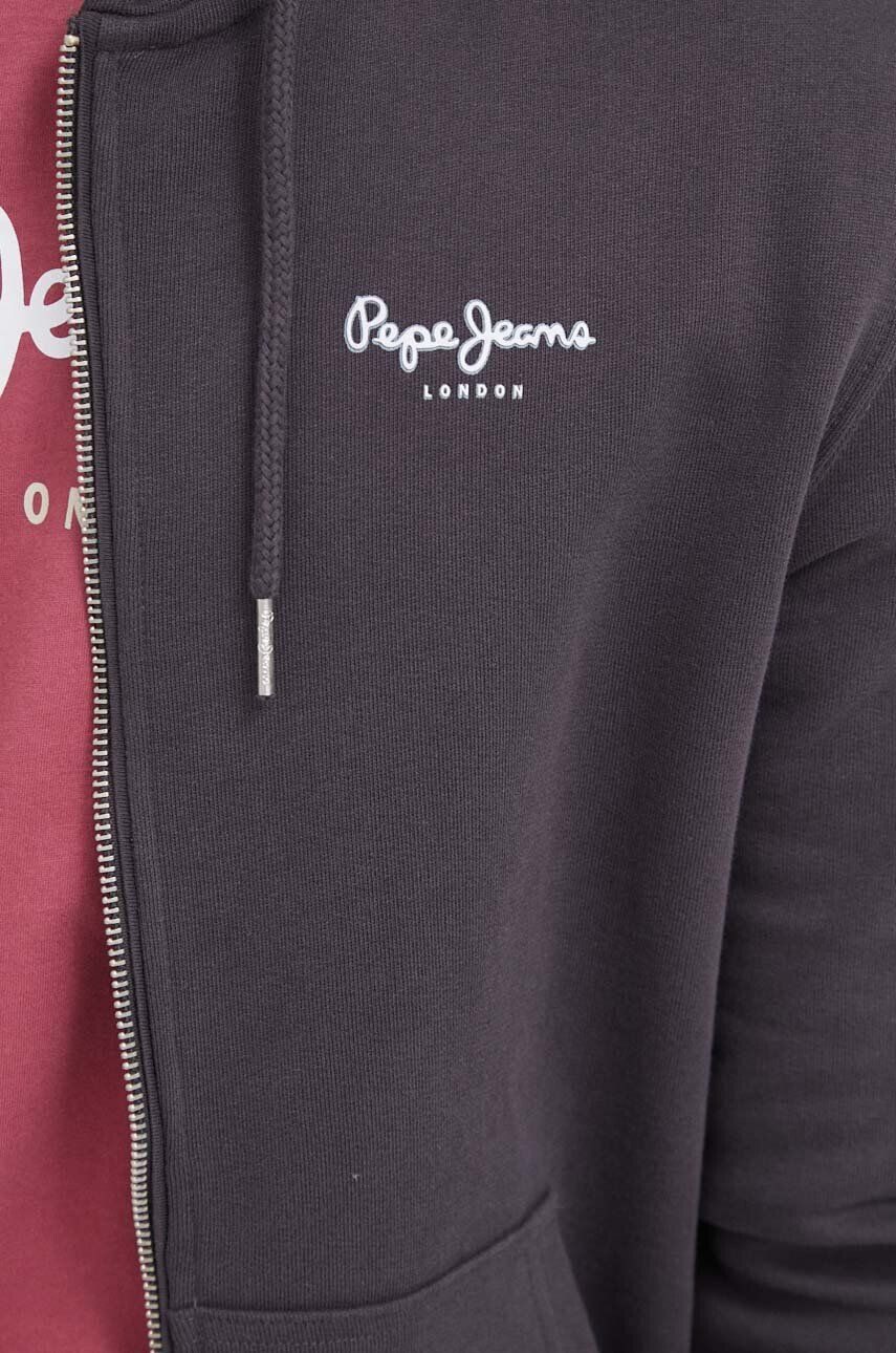 Pepe Jeans Bavlněná mikina pánská šedá barva s kapucí s potiskem - Pepit.cz