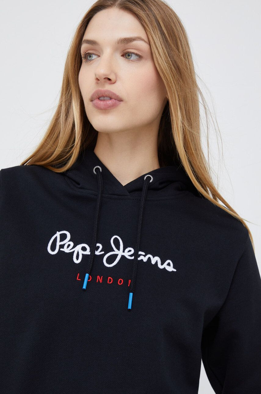 Pepe Jeans Bavlněná mikina dámská černá barva s aplikací - Pepit.cz