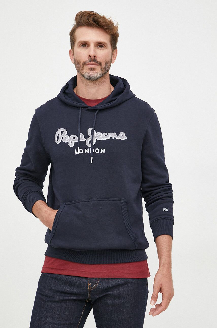 Pepe Jeans Bavlněná mikina pánská tmavomodrá barva s aplikací - Pepit.cz