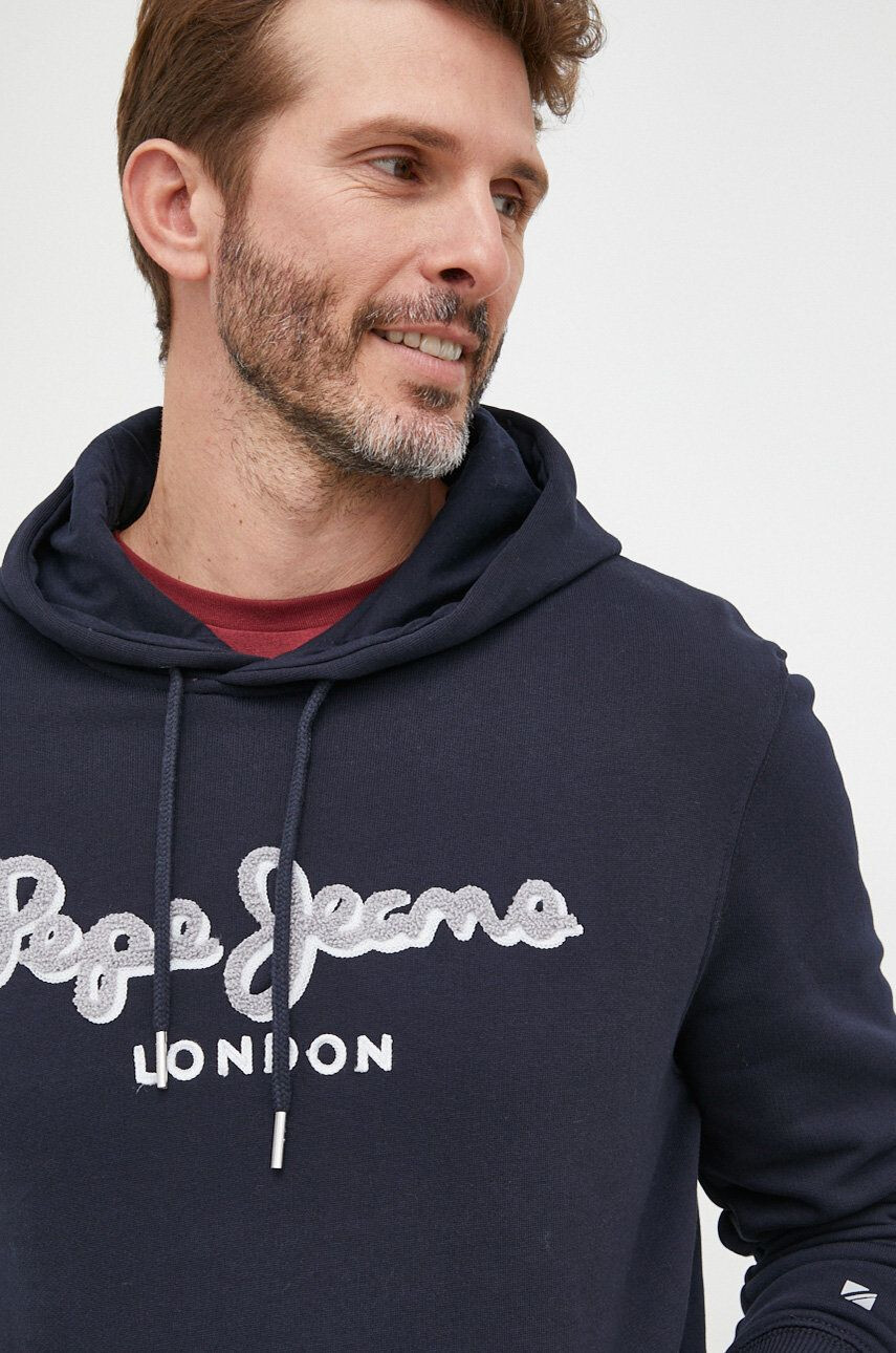 Pepe Jeans Bavlněná mikina pánská tmavomodrá barva s aplikací - Pepit.cz