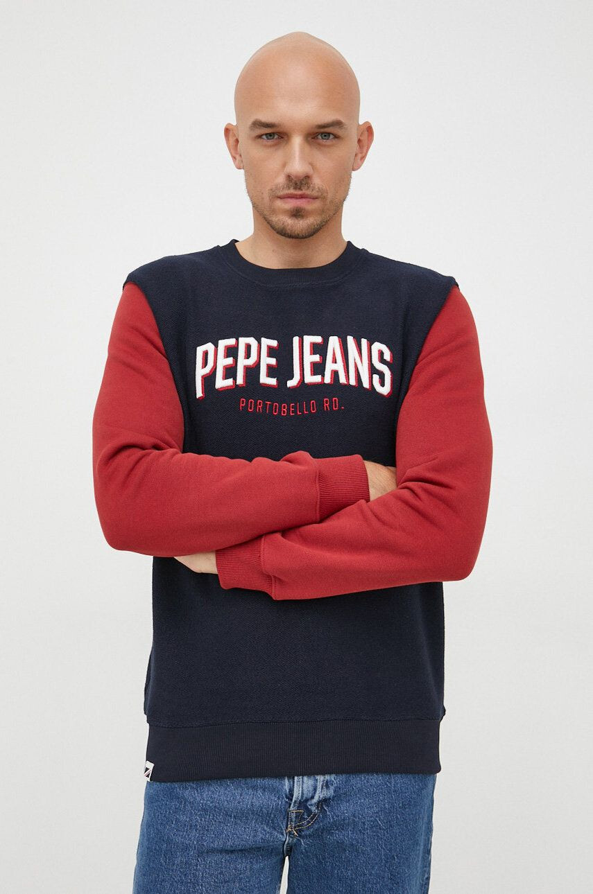 Pepe Jeans Bavlněná mikina pánská tmavomodrá barva s aplikací - Pepit.cz