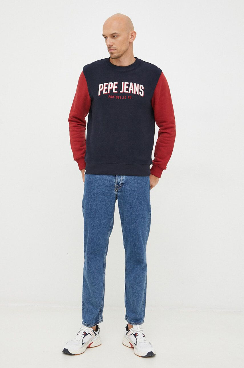 Pepe Jeans Bavlněná mikina pánská tmavomodrá barva s aplikací - Pepit.cz