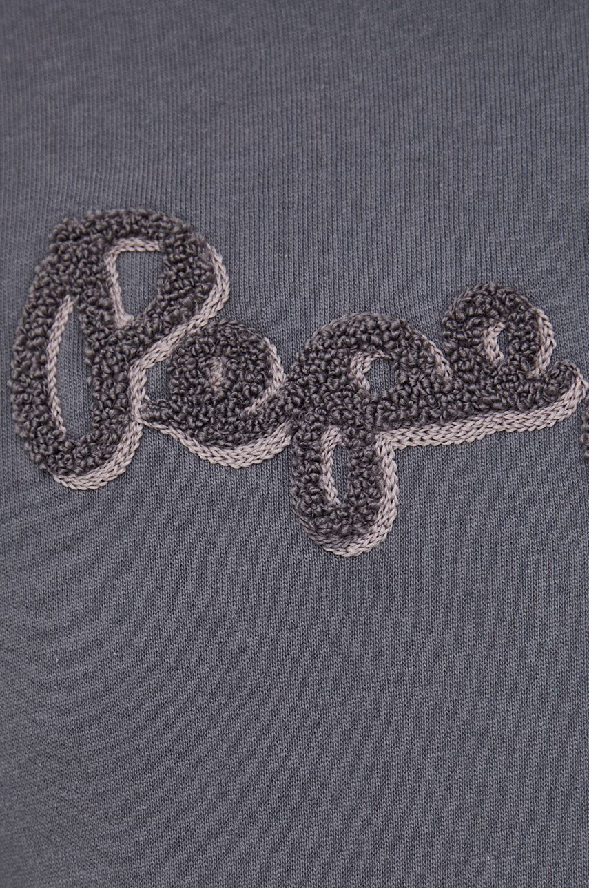 Pepe Jeans Bavlněná mikina pánská šedá barva s kapucí s aplikací - Pepit.cz