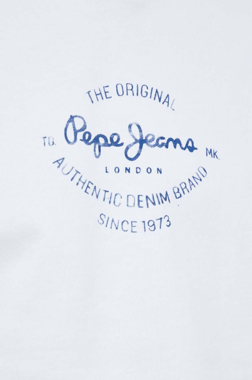 Pepe Jeans Bavlněná mikina Alan pánská bílá barva s potiskem - Pepit.cz