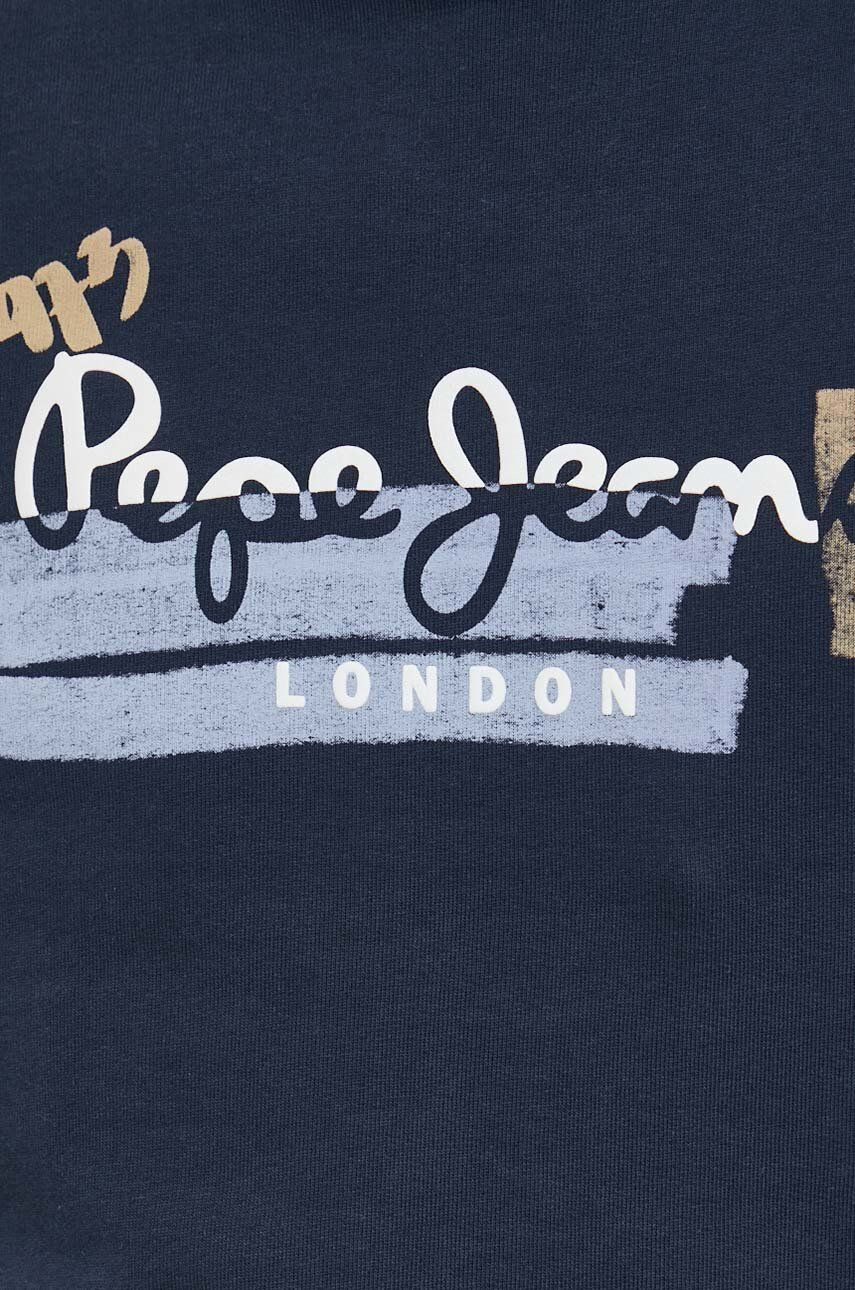 Pepe Jeans Bavlněná mikina Alexander pánská tmavomodrá barva s potiskem - Pepit.cz