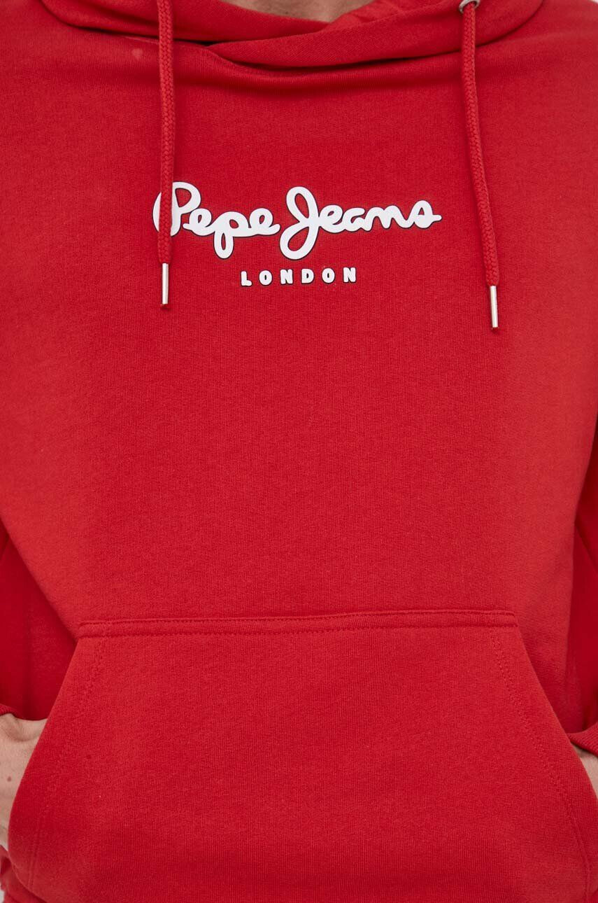 Pepe Jeans Bavlněná mikina Edward Hoodie pánská červená barva s kapucí s potiskem - Pepit.cz