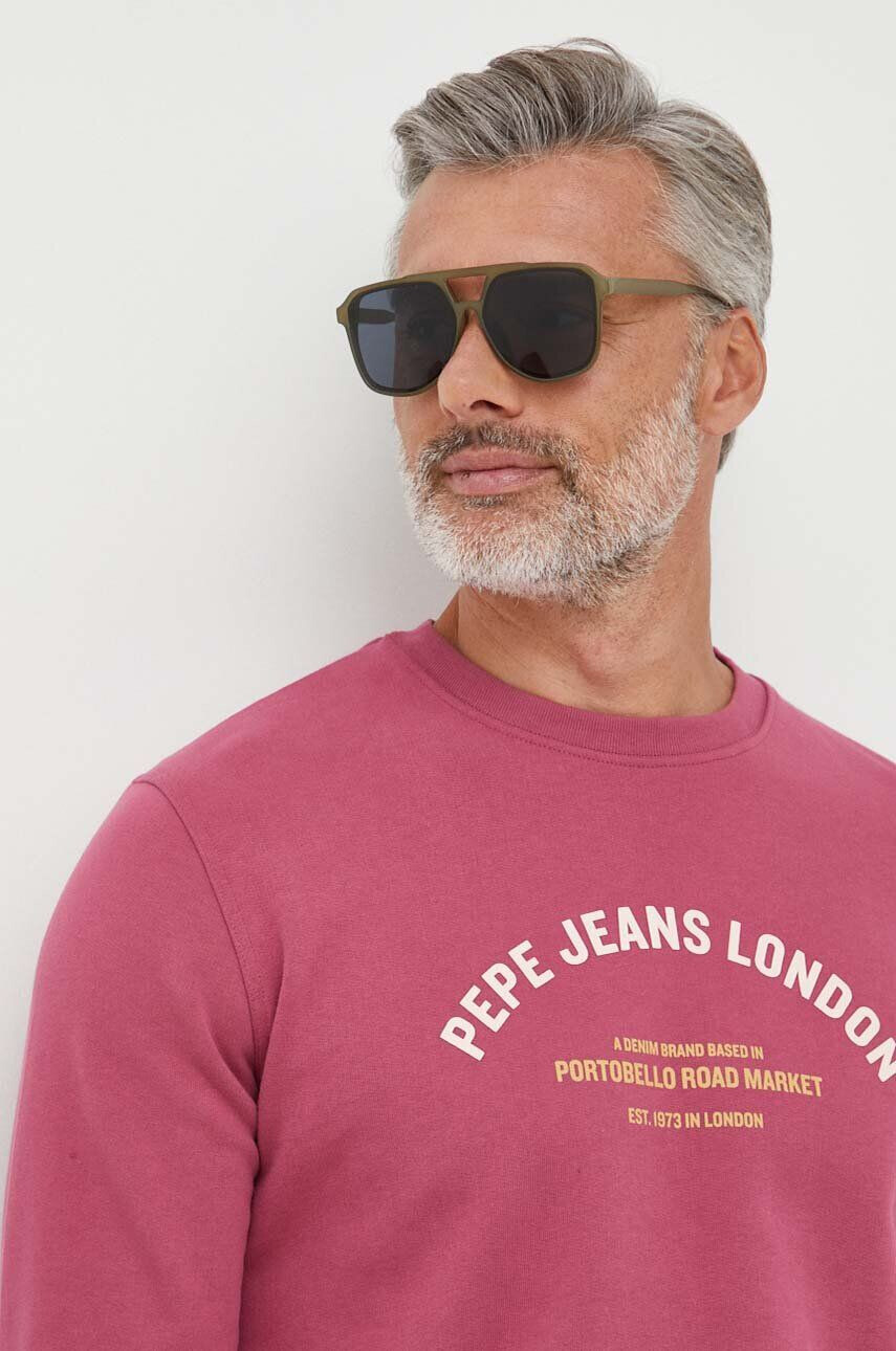 Pepe Jeans Bavlněná mikina Medley pánská růžová barva s potiskem - Pepit.cz