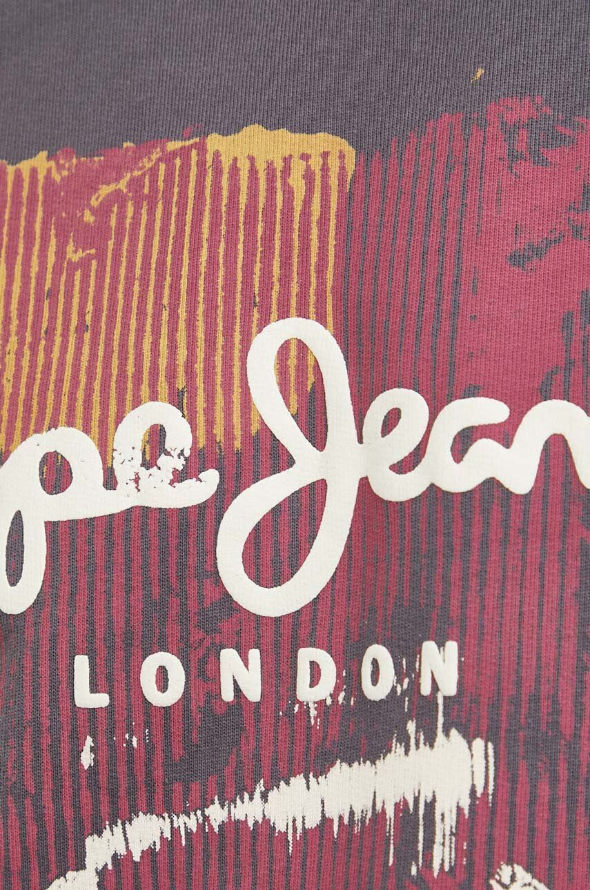 Pepe Jeans Bavlněná mikina Melbourne pánská šedá barva s potiskem - Pepit.cz