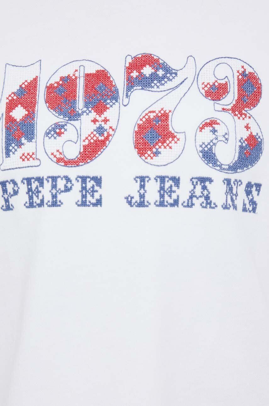 Pepe Jeans Bavlněná mikina NYA dámská bílá barva s aplikací - Pepit.cz