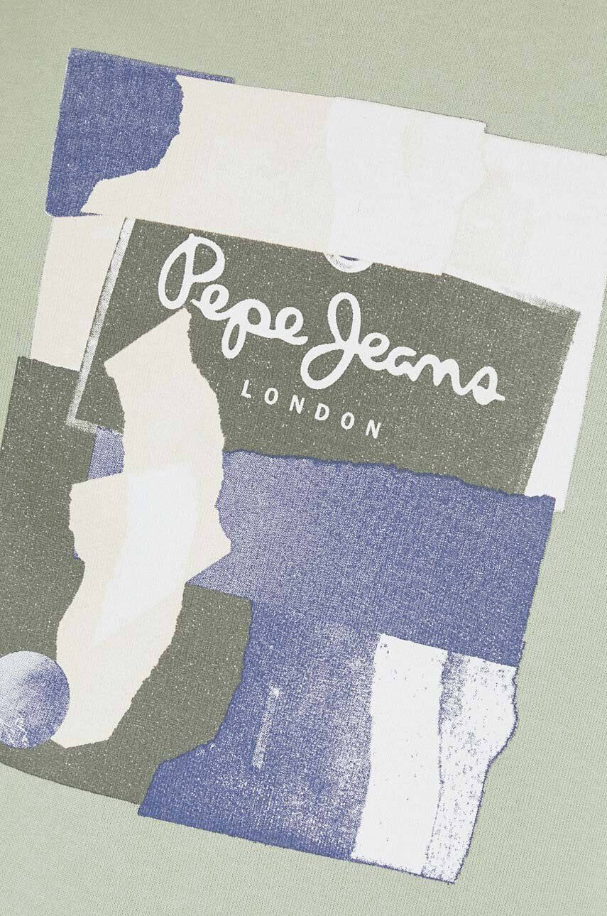 Pepe Jeans Bavlněná mikina Oldwive pánská zelená barva s potiskem - Pepit.cz