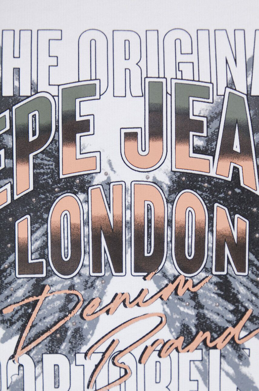 Pepe Jeans Bavlněná mikina Oralia dámská bílá barva s potiskem - Pepit.cz