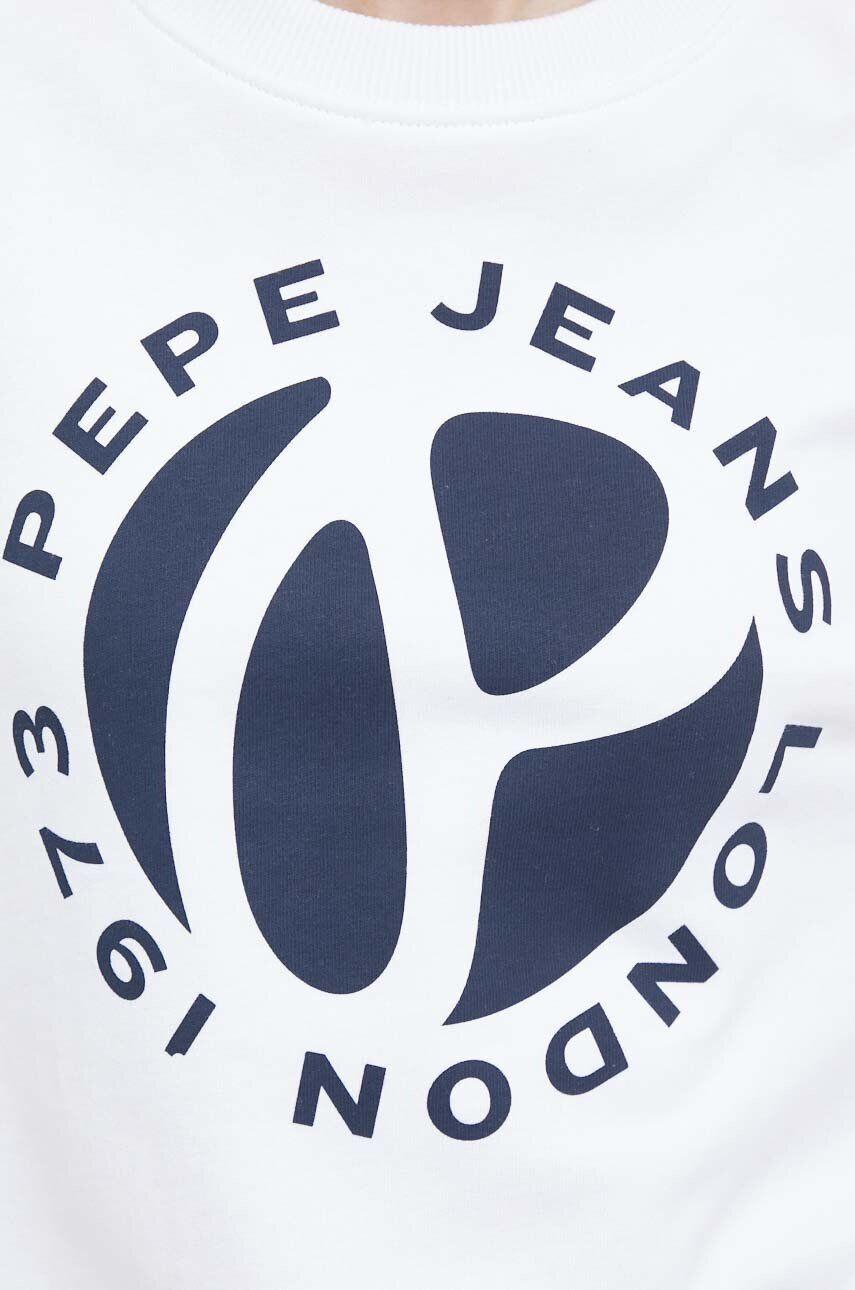 Pepe Jeans Bavlněná mikina Wyllile dámská bílá barva s potiskem - Pepit.cz