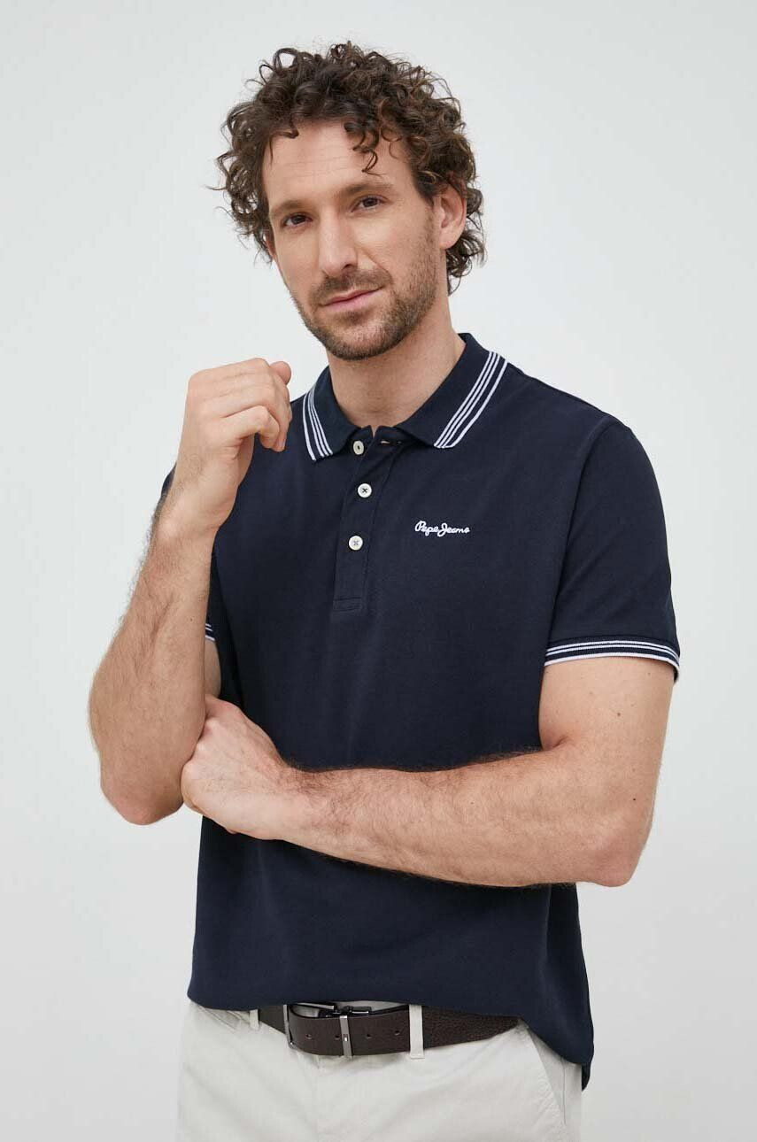 Pepe Jeans Bavlněné polo tričko Jett tmavomodrá barva s aplikací - Pepit.cz