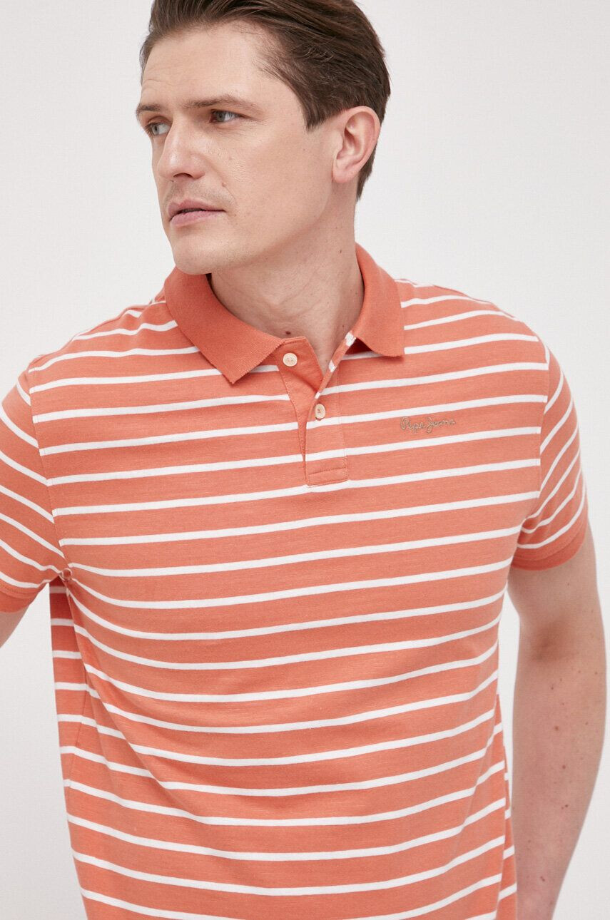 Pepe Jeans Bavlněné polo tričko Pepe Stripes oranžová barva - Pepit.cz