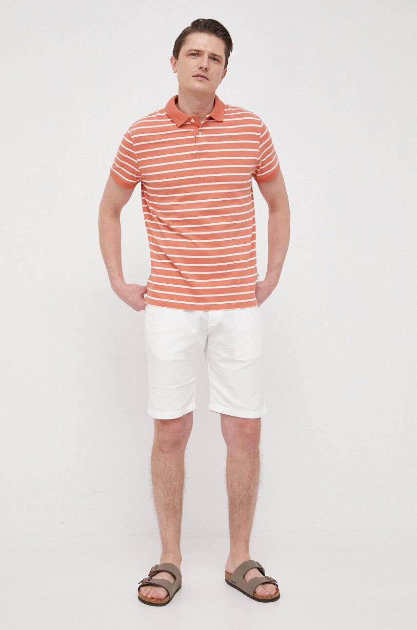 Pepe Jeans Bavlněné polo tričko Pepe Stripes oranžová barva - Pepit.cz