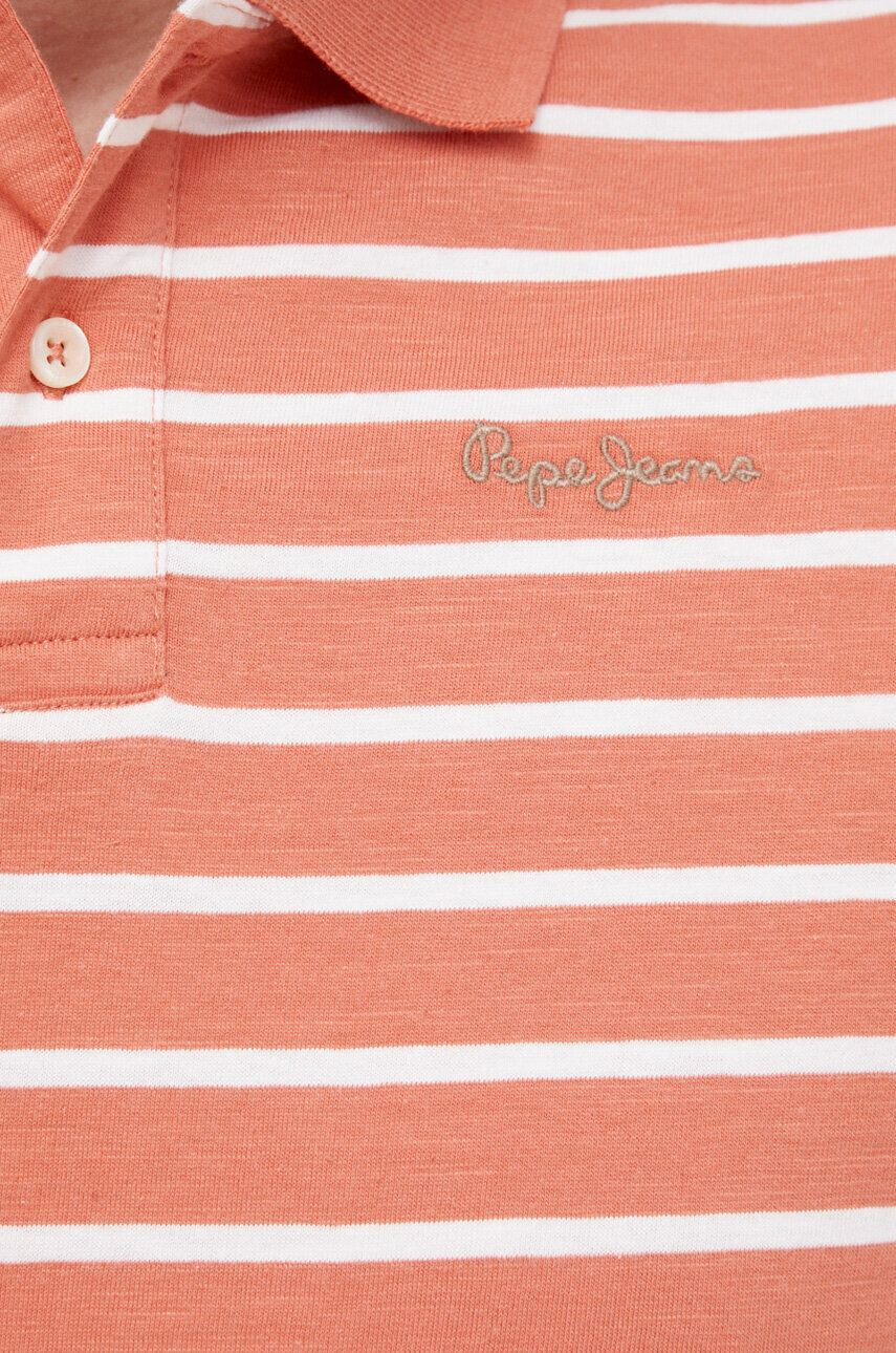 Pepe Jeans Bavlněné polo tričko Pepe Stripes oranžová barva - Pepit.cz