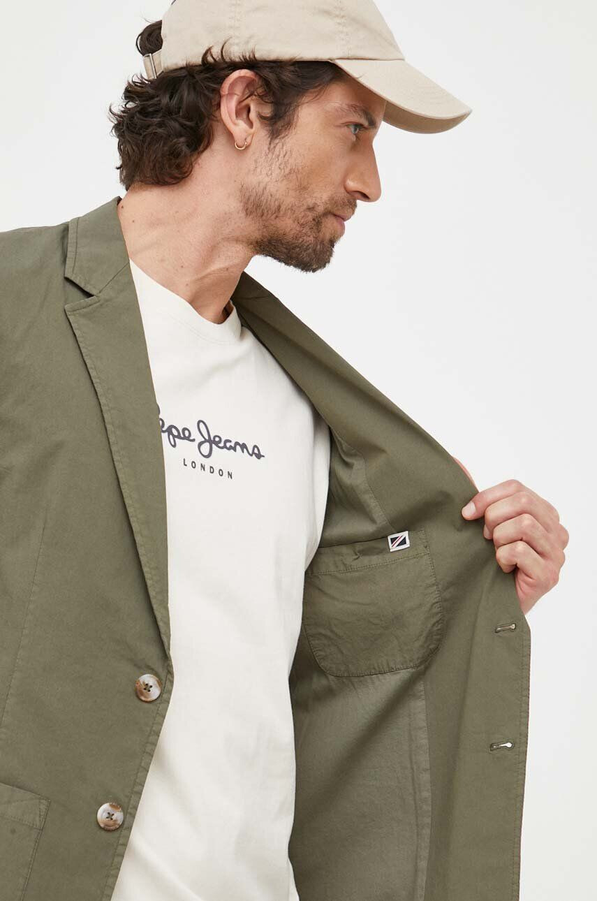 Pepe Jeans Bavlněné sako Bernstein zelená barva - Pepit.cz