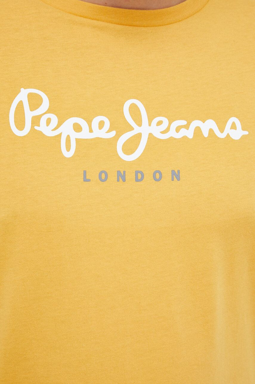 Pepe Jeans Bavlněné tričko žlutá barva s potiskem - Pepit.cz