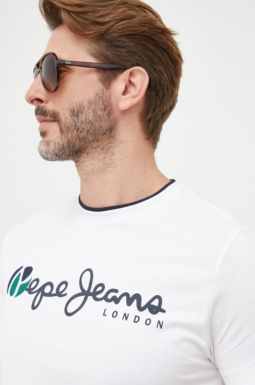 Pepe Jeans Bavlněné tričko žlutá barva s potiskem - Pepit.cz