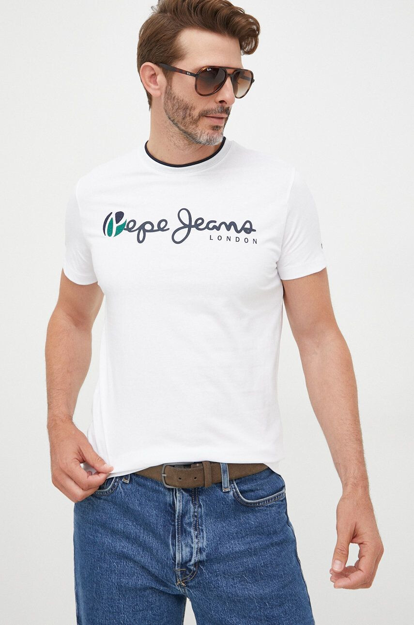 Pepe Jeans Bavlněné tričko žlutá barva s potiskem - Pepit.cz