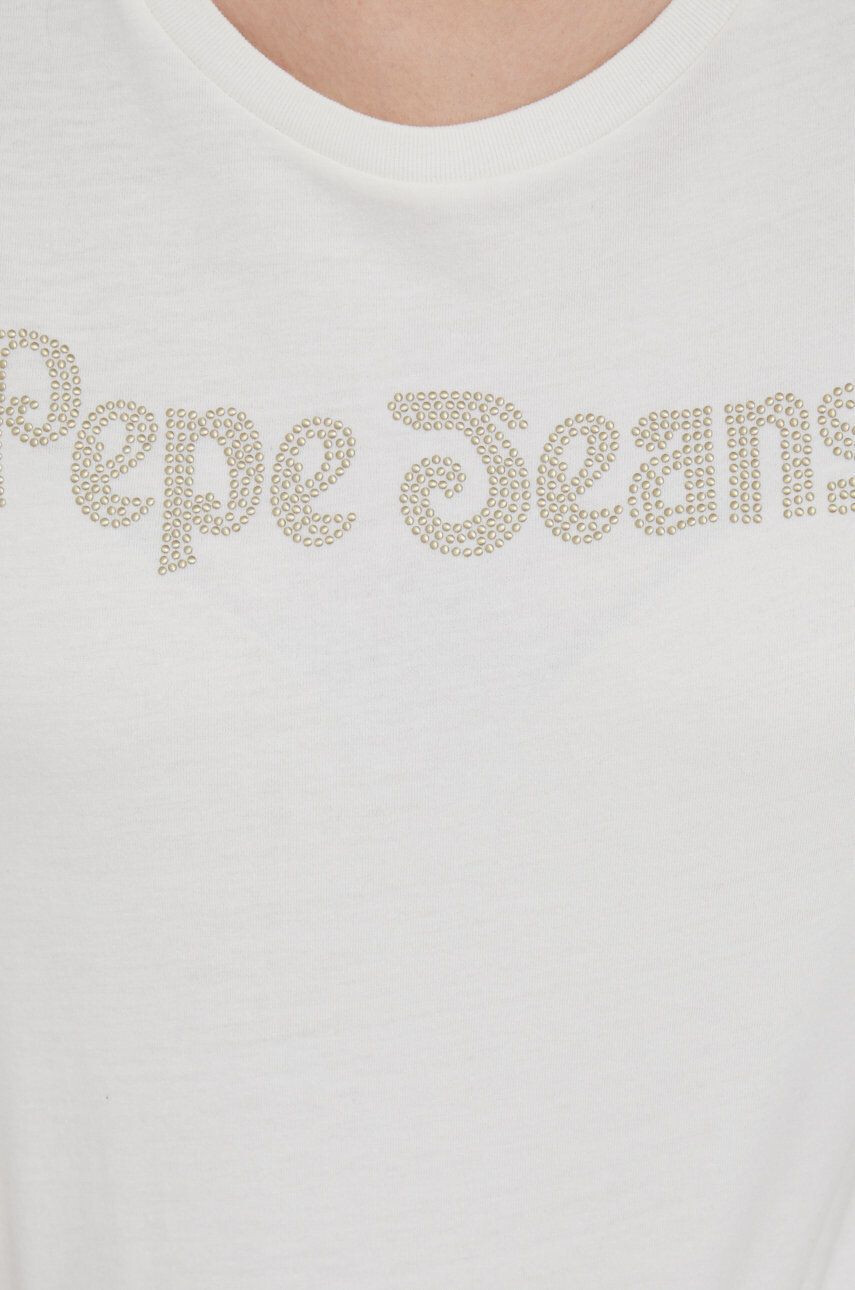 Pepe Jeans Bavlněné tričko béžová barva - Pepit.cz