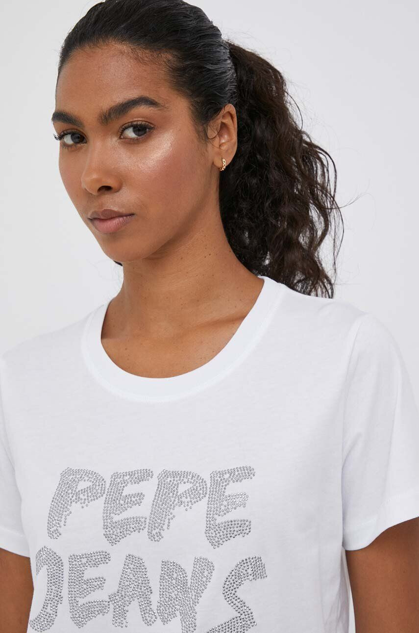 Pepe Jeans Bavlněné tričko bílá barva - Pepit.cz