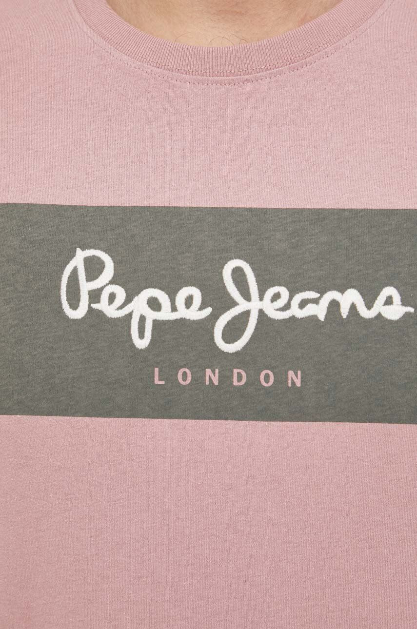 Pepe Jeans Bavlněné tričko Aaron růžová barva s potiskem - Pepit.cz