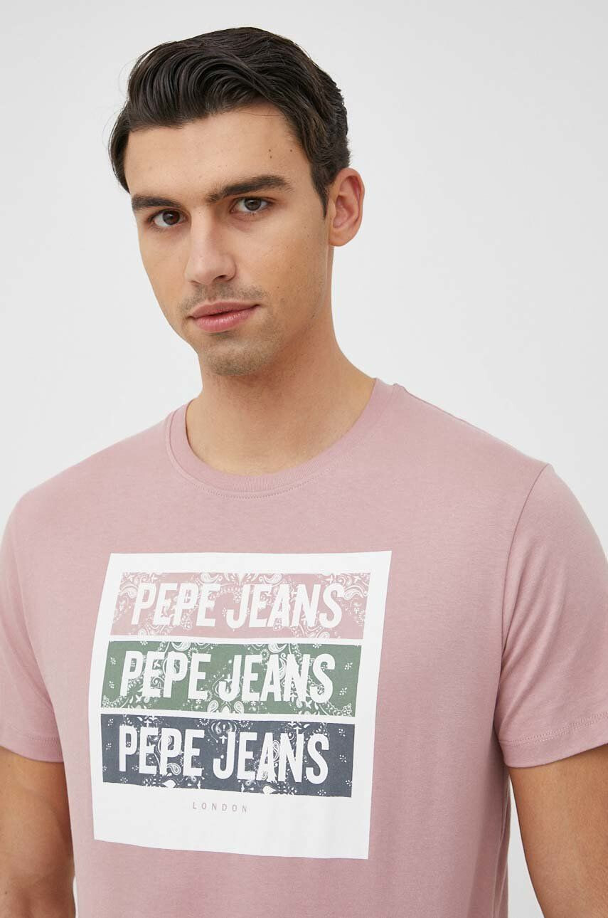 Pepe Jeans Bavlněné tričko Acee růžová barva s potiskem - Pepit.cz