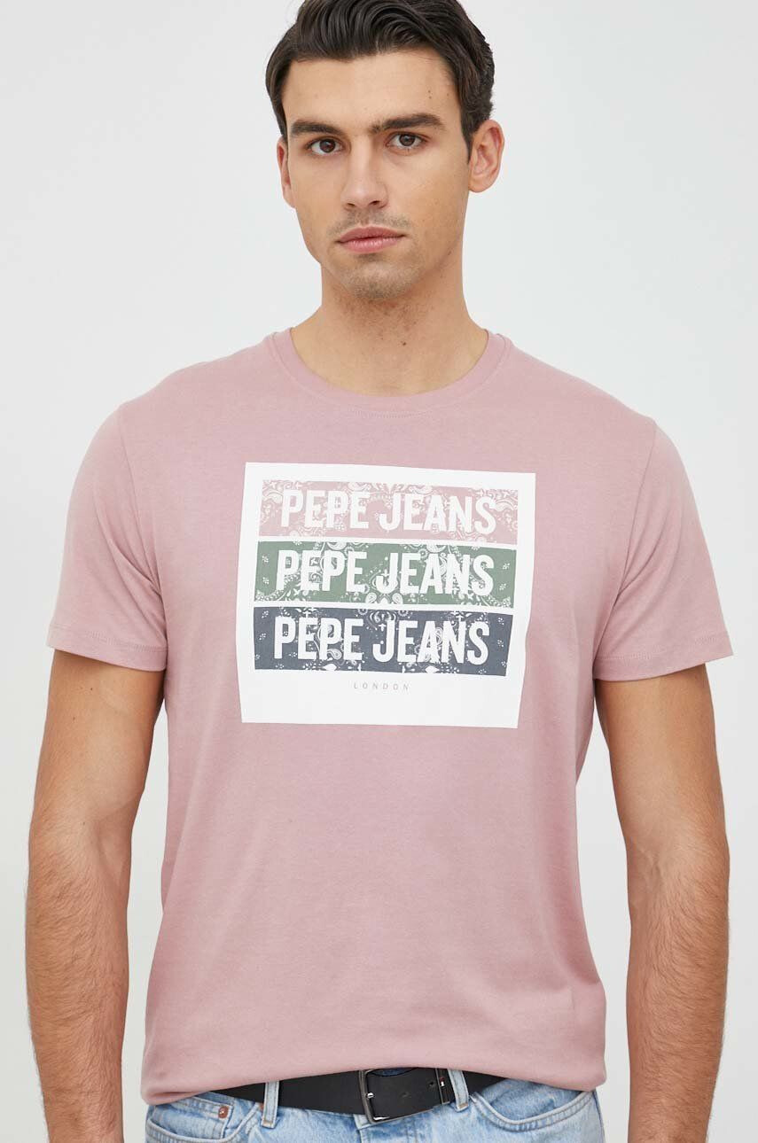 Pepe Jeans Bavlněné tričko Acee růžová barva s potiskem - Pepit.cz